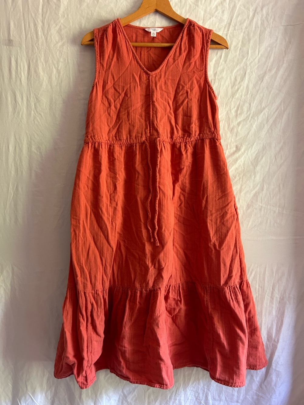 Cottagecore Rust Cotton Gauze Tiered Maxi Dress with pockets 🤩